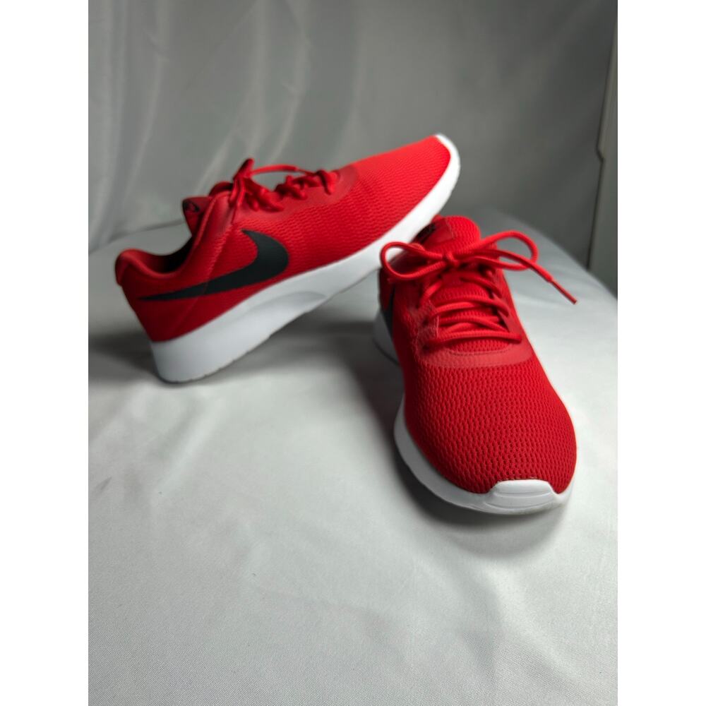 Nike Tanjun Mens Size 13 Red Black White Athletic Walking Running Shoes Sneakers